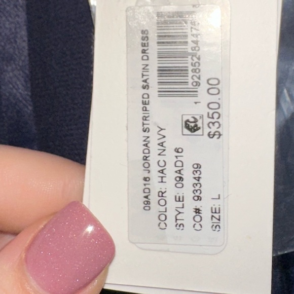 NWT MILLY women’s navy Jordan striped satin faux wrap dress L office formal - Picture 6 of 16